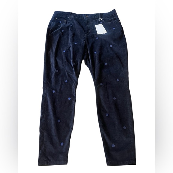 Boden NWT navy high rise velvet super skinny pants with polka dots - Picture 2 of 11